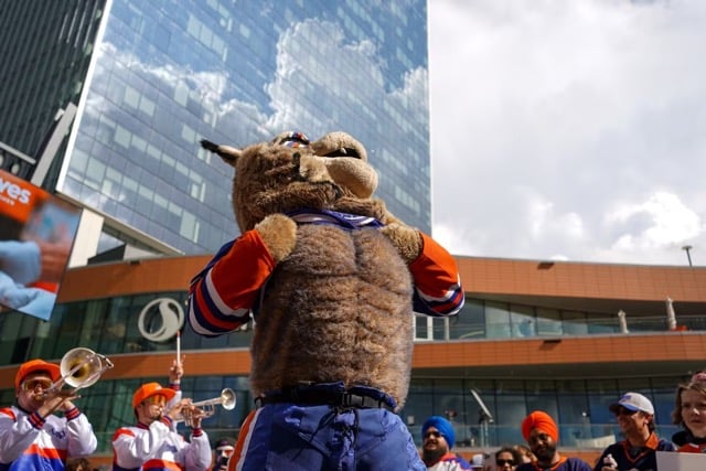 Hunter nhl mascot in the ICE District